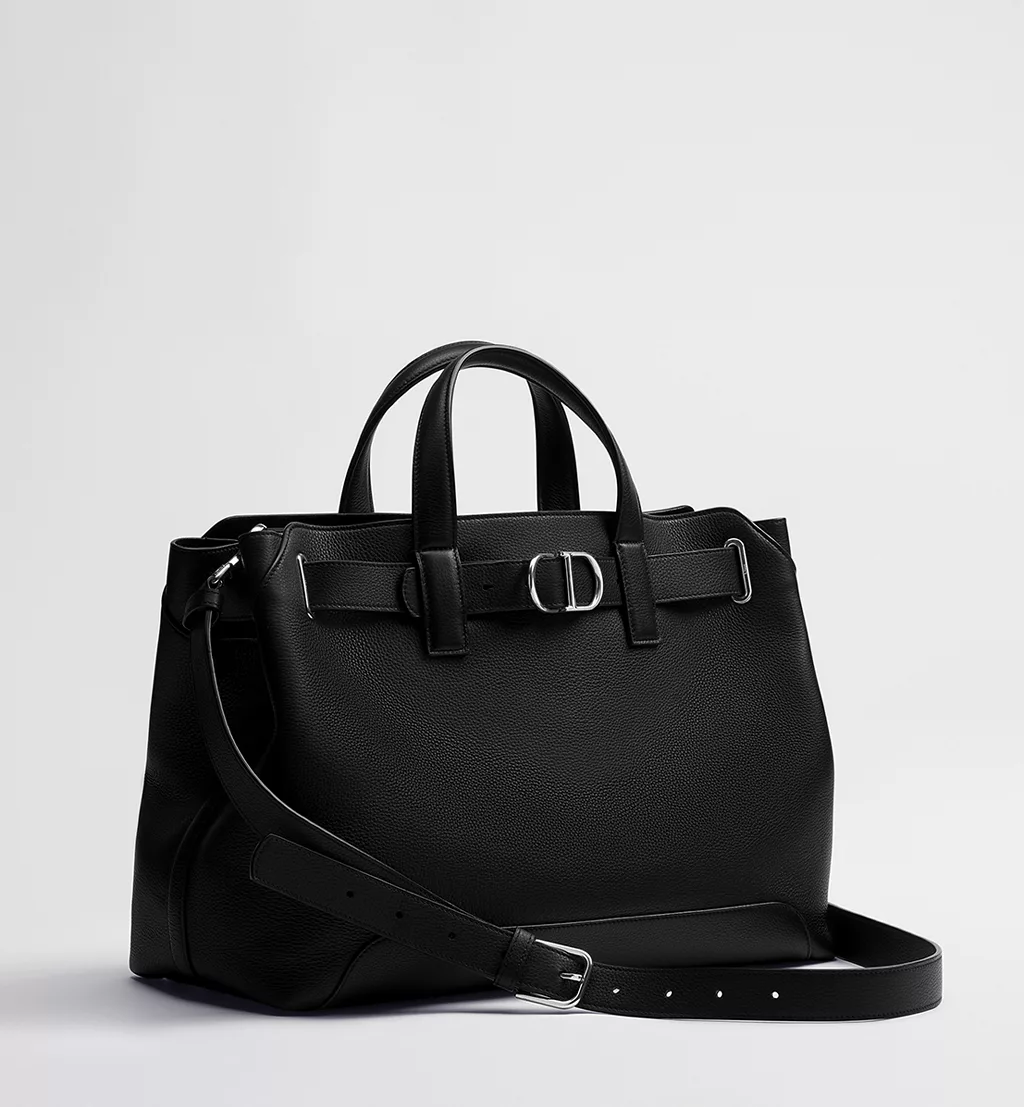 Medium Dior Normandie Tote Bag Black Grained Calfskin