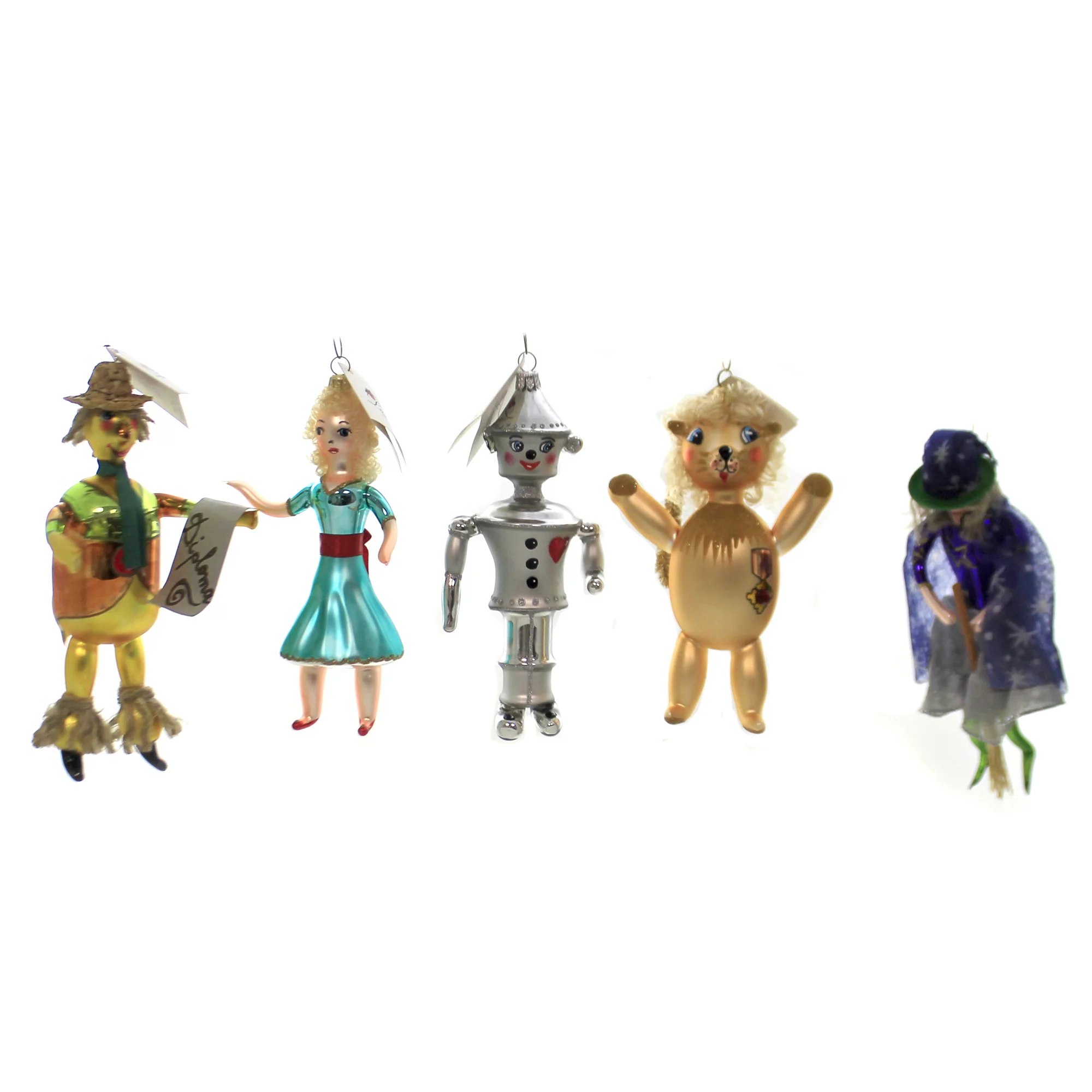 Laved Italian Ornaments MAGO DI OZ Glass Dorothy Lion Tinman Scarecrow SET004