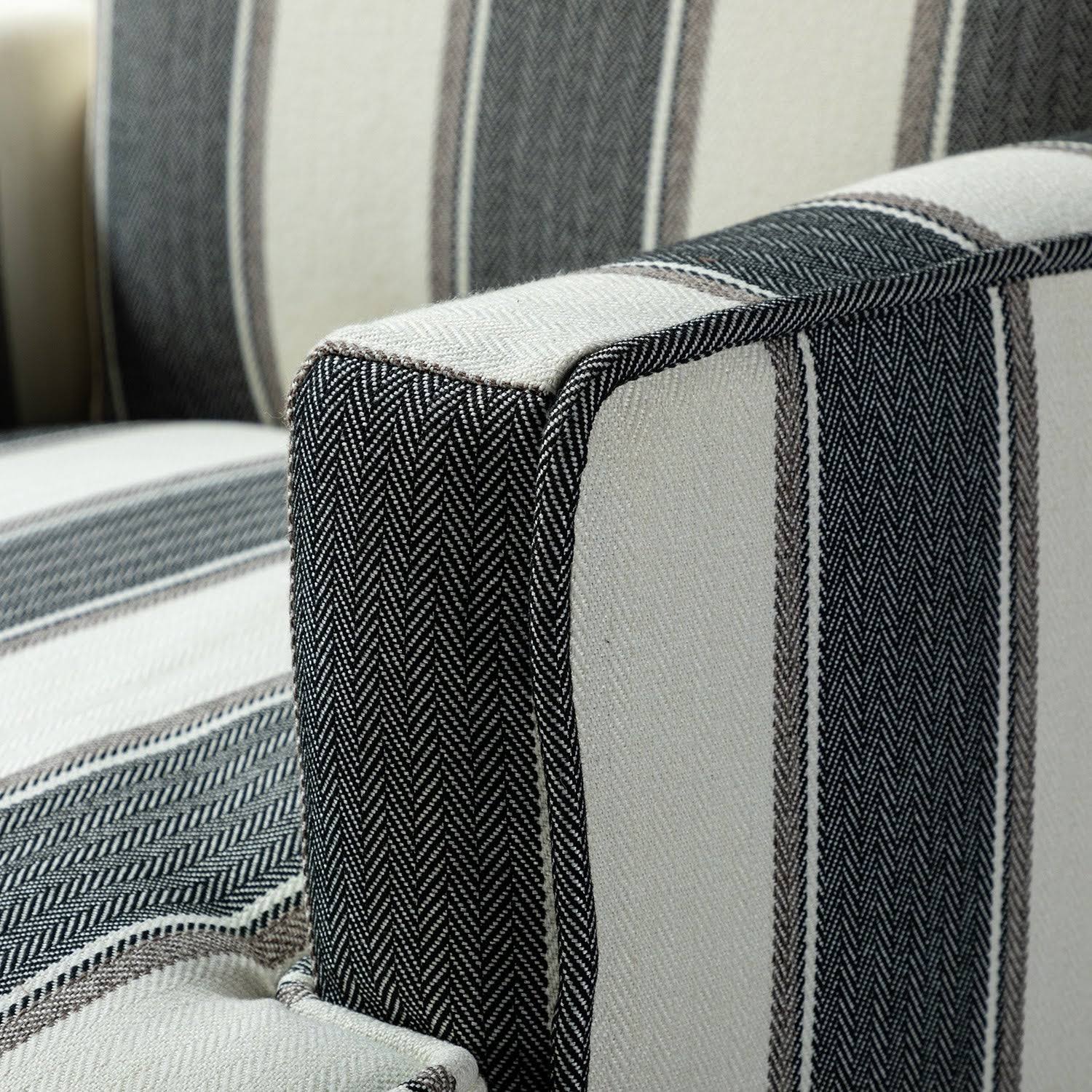 Filton Armchair with Tapered Block Leg - Black Stripe