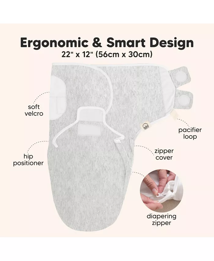 KeaBabies 3pk Soothe Zippy Baby Swaddles 0-3 Months, Newborn Sleep Sacks, Zipper Swaddle, Wearable Swaddle Blanket