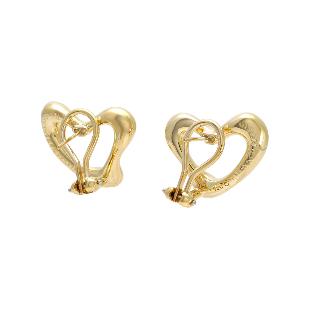Tiffany & Co. Open Heart Elsa Peretti Earrings 18K Yellow Gold