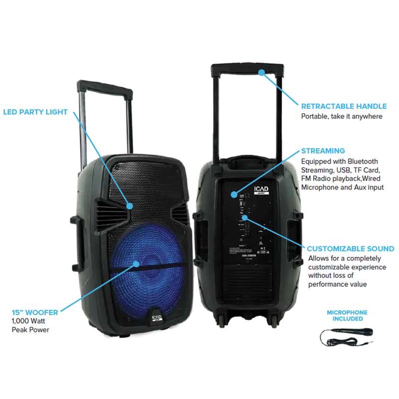 Gemini GSX-L515BTB Wireless, Bluetooth 15x22 Speaker