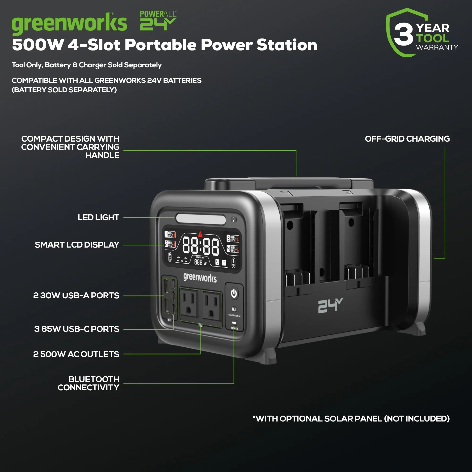 2026 24V 500W Portable Power Station (Tool Only)