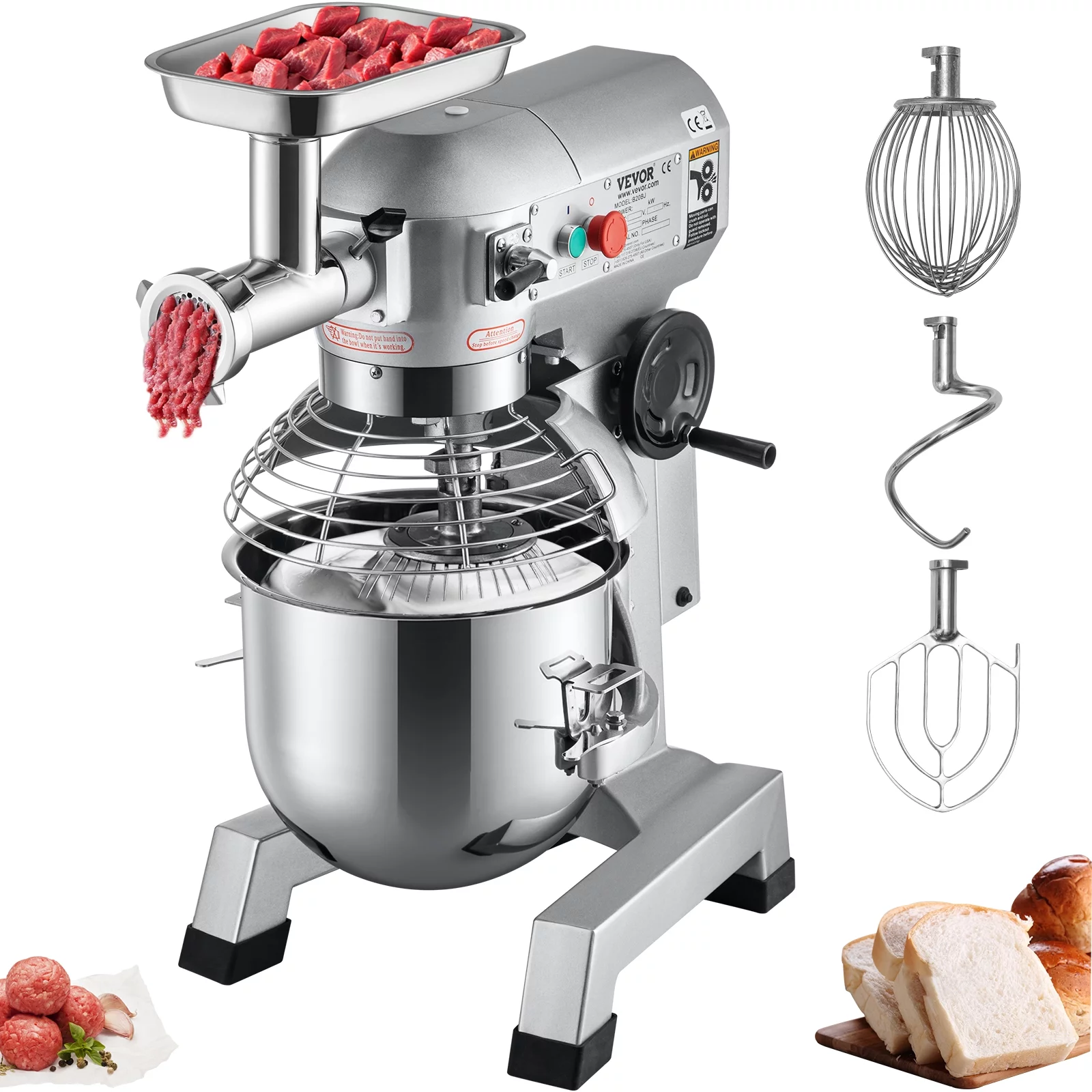 BENTISM Commercial Electric Food Mixer Stand Mixer 20Qt Dough Mixer 3 Speeds
