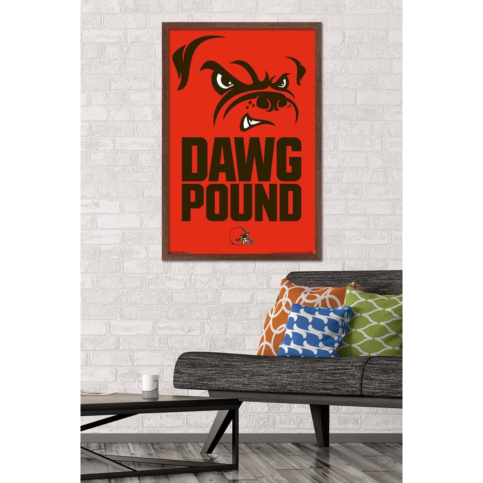 Trends International NFL Cleveland Browns - Dog Pound 15 Framed Wall Poster Prints Mahogany Framed Version 22.375x22 x 34x22