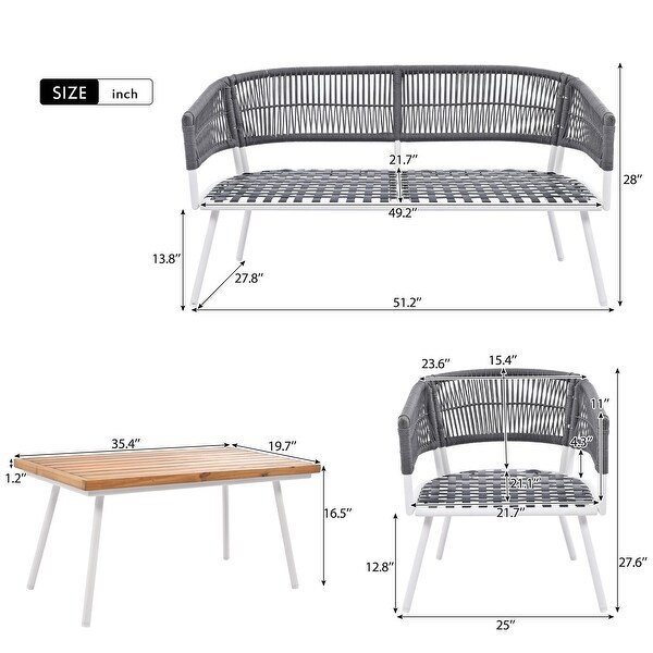 4pcs Lounge Chair Sets Patio Conversation Set Accent Single Sofa