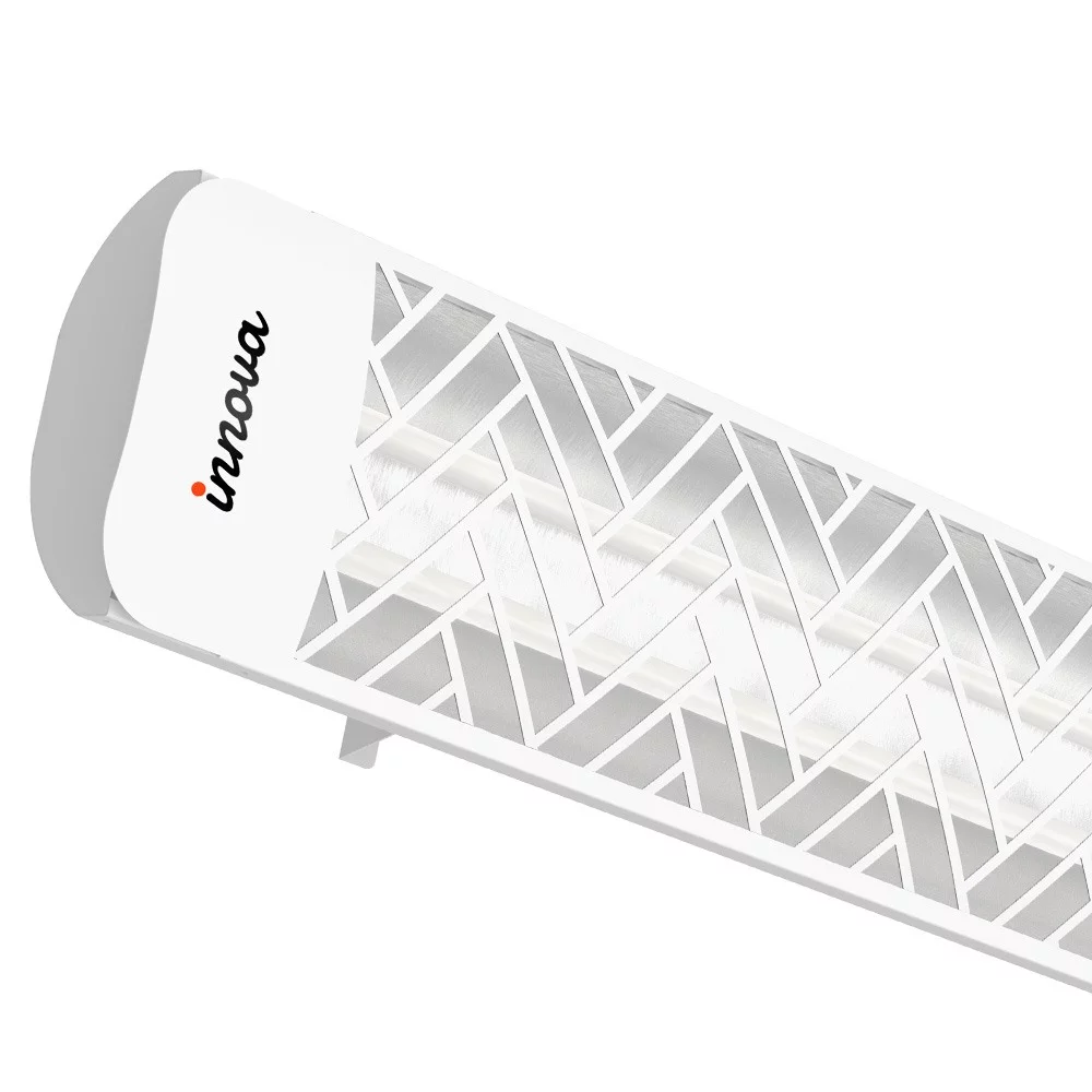 Innova-5000 Watt Electric Infrared Dual Element Heater-277 Voltage-White Finish-Chevron Decorative Fascia-Outdoor Wall Mount Electric Heater-EF50277W1