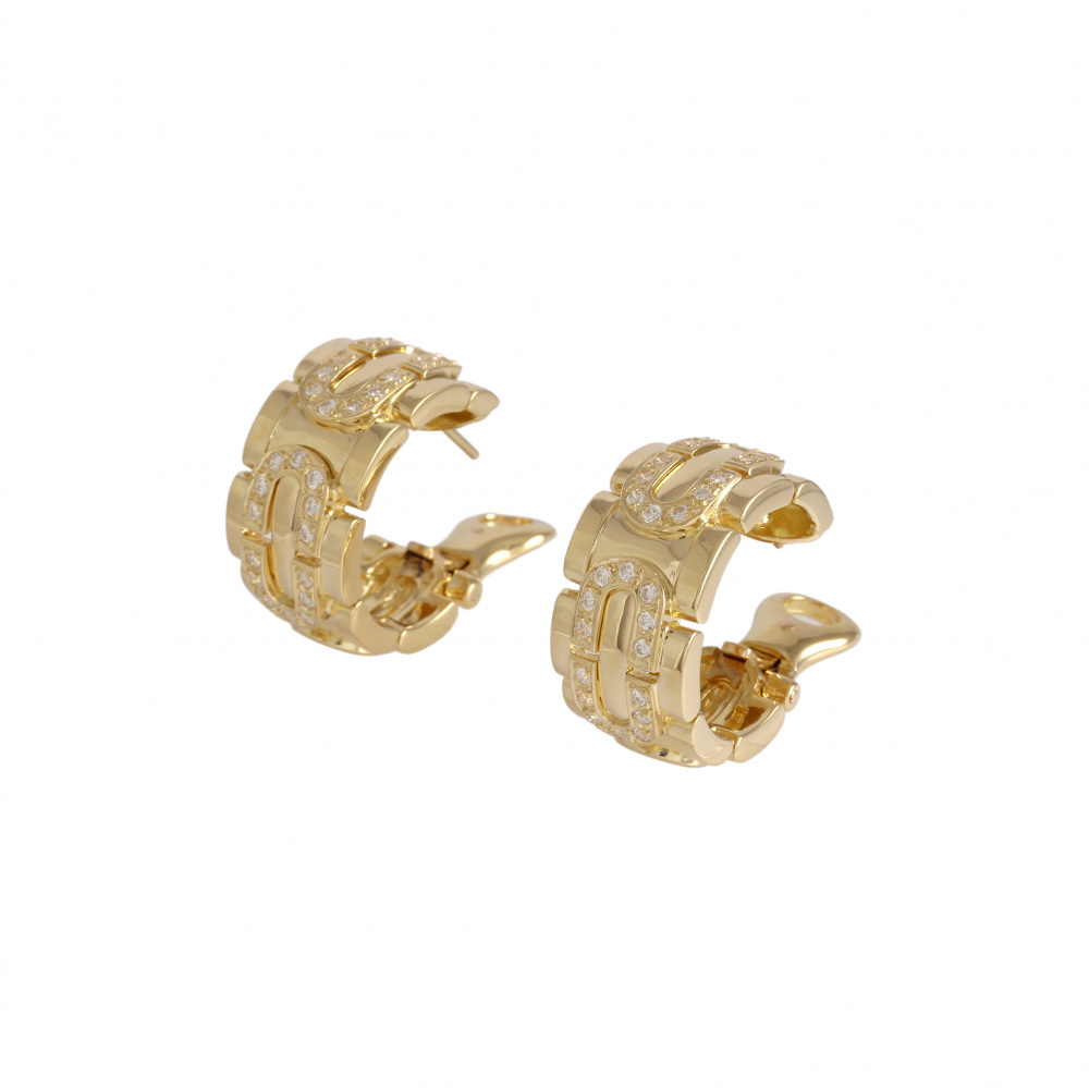Cartier Panthère Art Deco Earrings 18K Yellow Gold Diamond