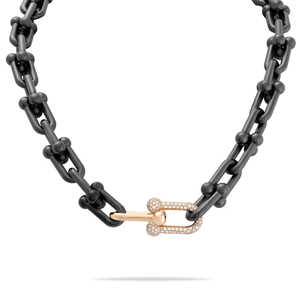 Tiffany & Co. Hardware Necklace 18K Rose Gold Diamond