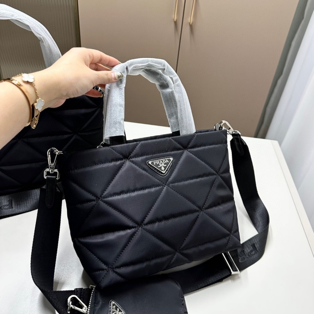Prada Re Nylon Padded Tote Bag Black 23Cm