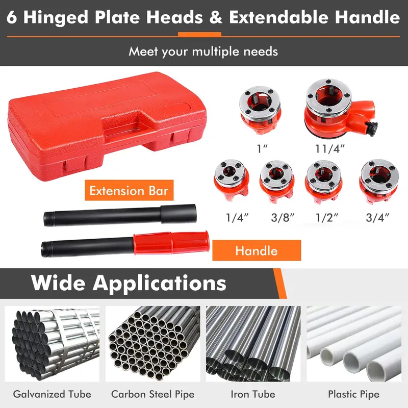 Ratcheting Pipe Threading Kit – Complete Threader Tool Set for Plumbing Jobs