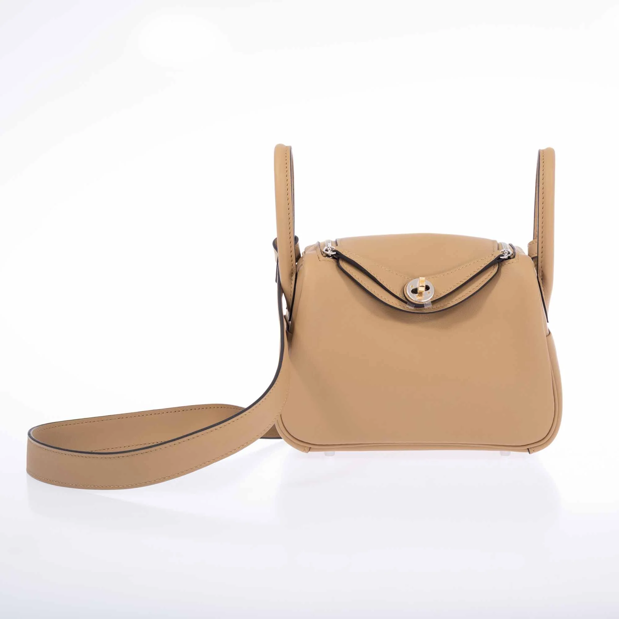 Hermès Lindy Mini II Poussier Swift Electrum Hardware
