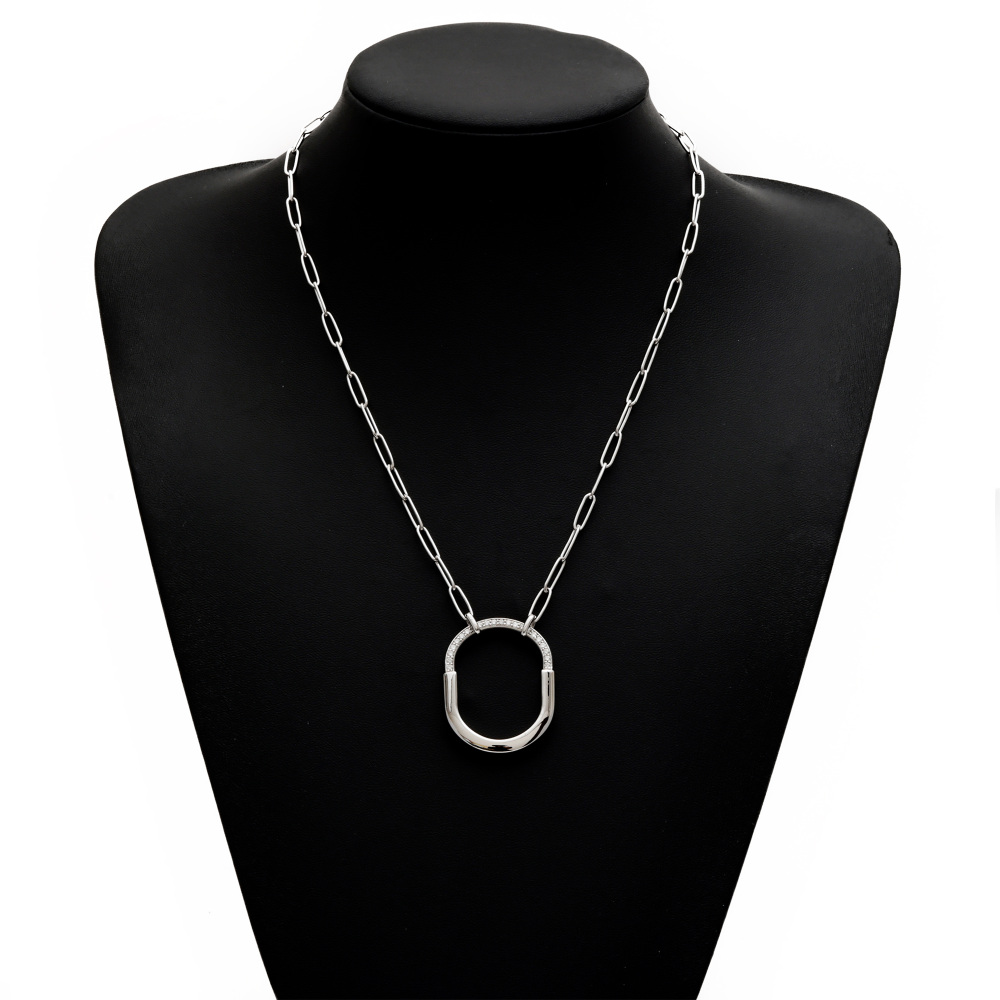 Tiffany & Co. Lock Necklace 18K White Gold Diamond 72342178