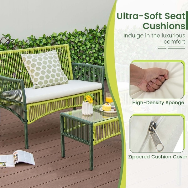 Costway 4PCS/8PCS Patio Round Wicker Conversation Set with Cushions