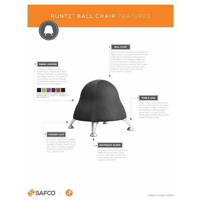 Safco Runtz Ball - Chair - vinyl - black