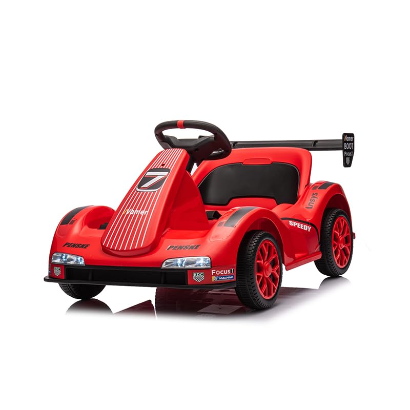 Ride on car, Electric Go Kart, 12V Battery Powered Ride On Car w/Remote Control, Safety Belt, Slow Start, Music, 4 Wheel Electric Vehicle for Kids, Gift for Boys Girls