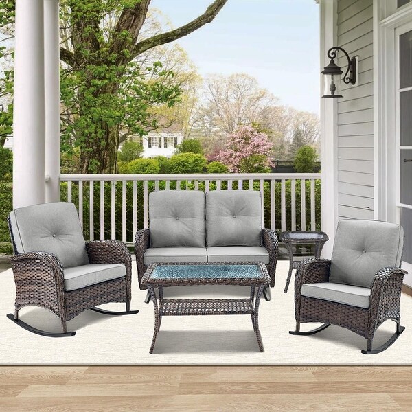 Patio Rocking Chair with Outdoor Glider Sofa