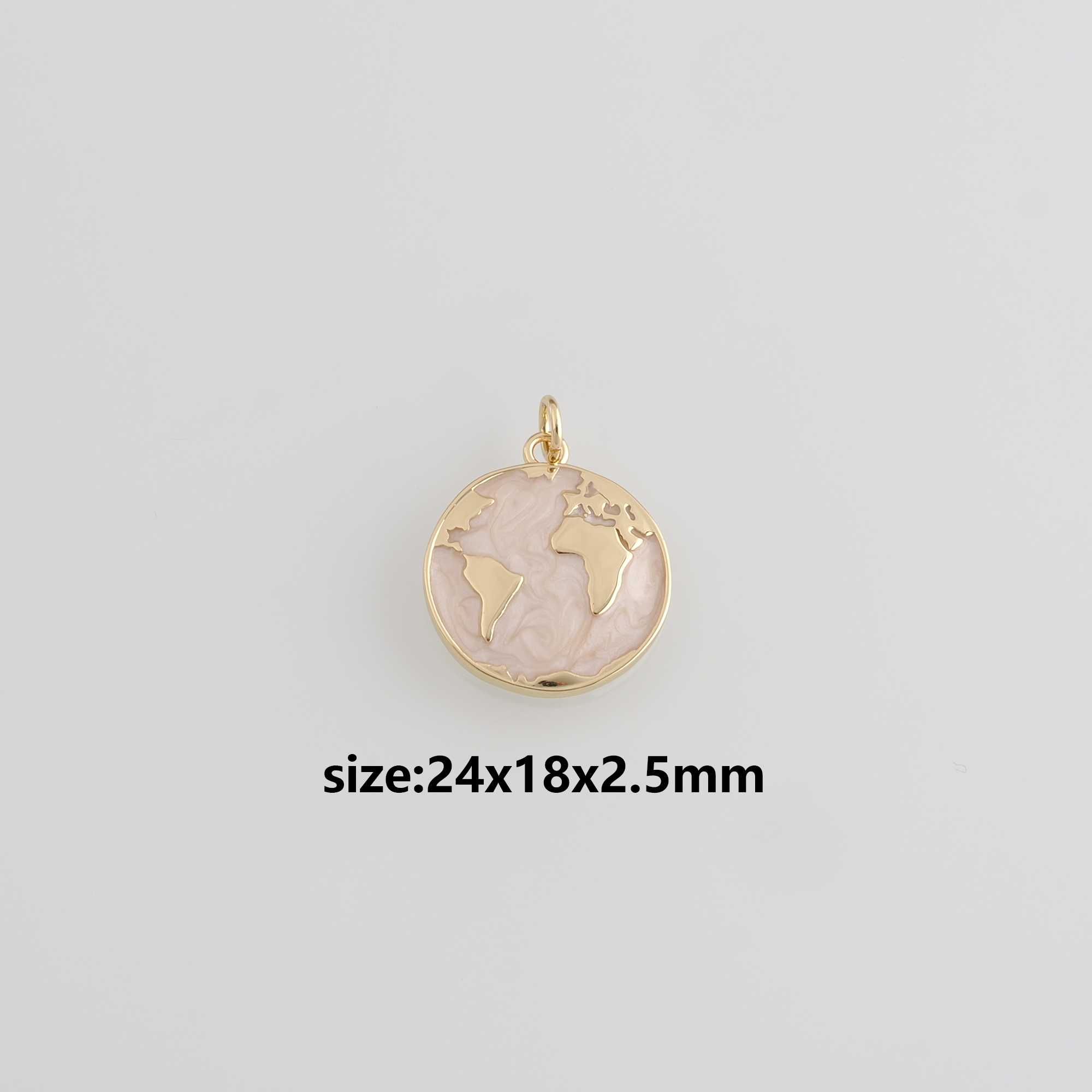 18K Gold Filled Earth Pendant,Enamel World Map Charm Earrings Necklace for DIY Jewelry Making Supply