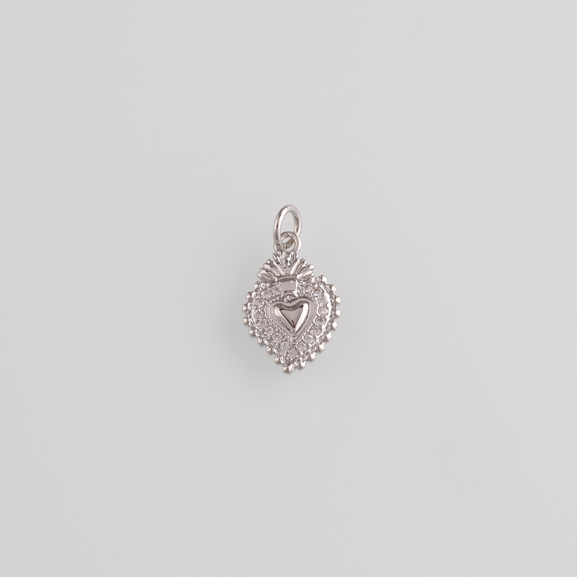 18K Gold Filled Sacred Heart Pendant,CZ Micro Pave Religious Charm Earrings Necklace for DIY Jewelry Making Supply