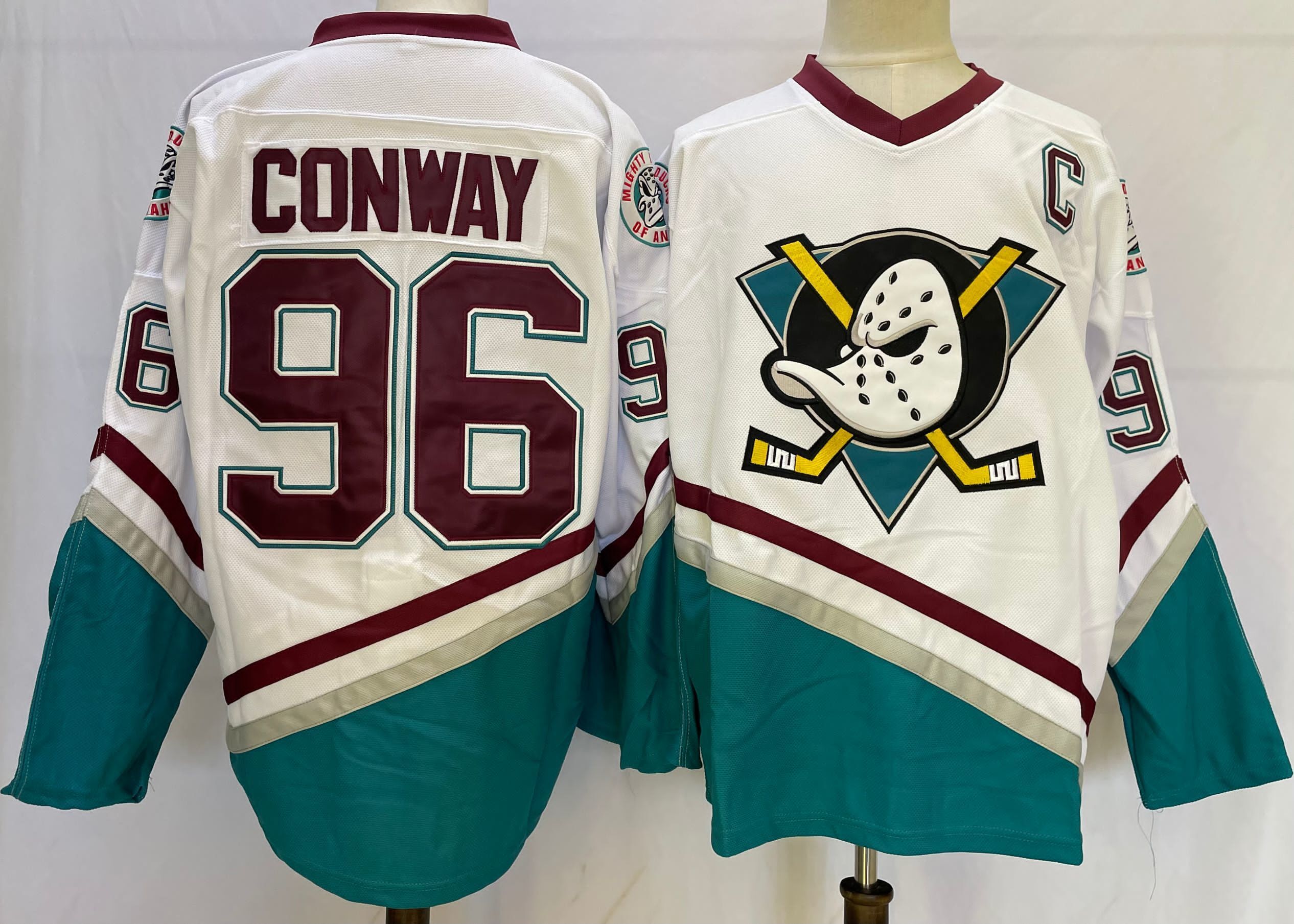 Men's Anaheim Ducks Charlie Conway #96 White Player Jersey