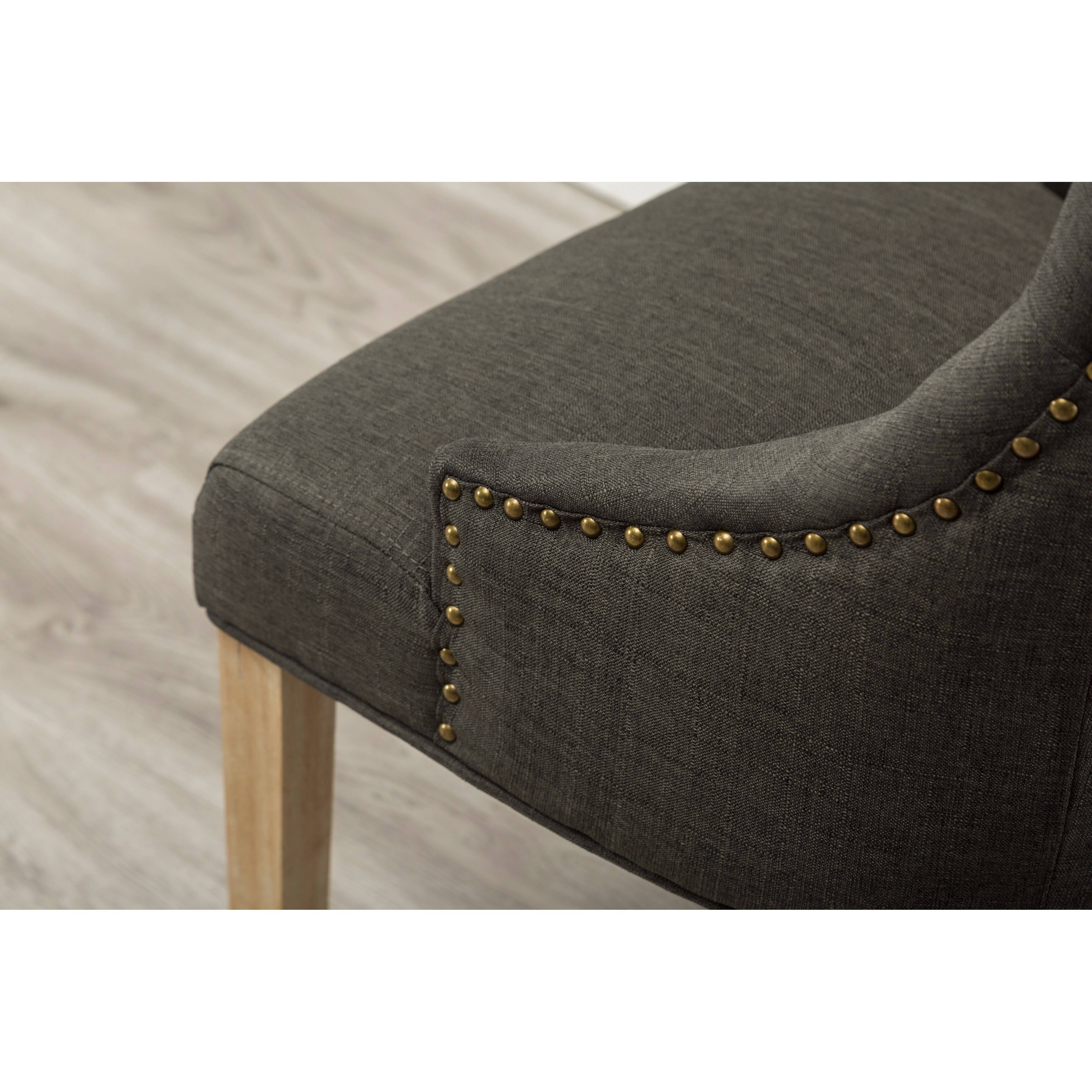 Roundhill Furniture Button Tufted Solid Wood Wingback Hostess Chairs with Nail Heads, Set of 2, Charcoal