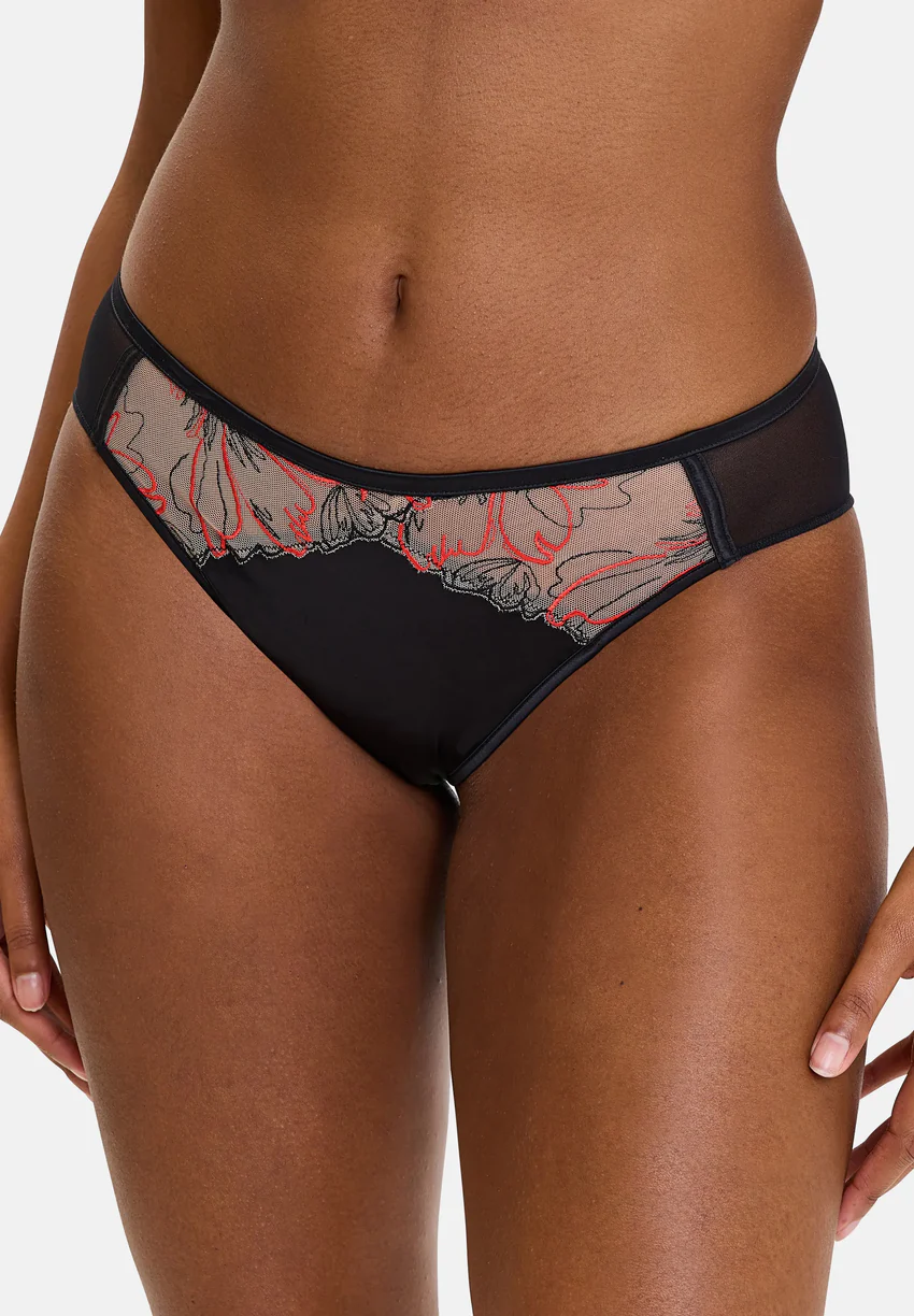 Slip Alberta Noir & Rouge Poppy