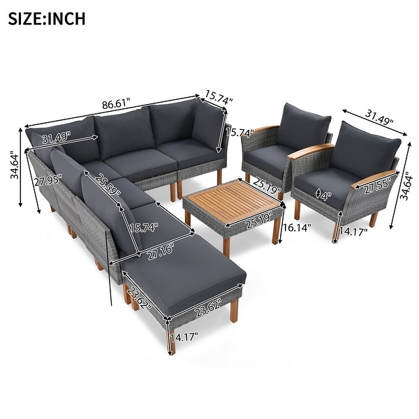 9Piece Patio Rattan Furniture Set