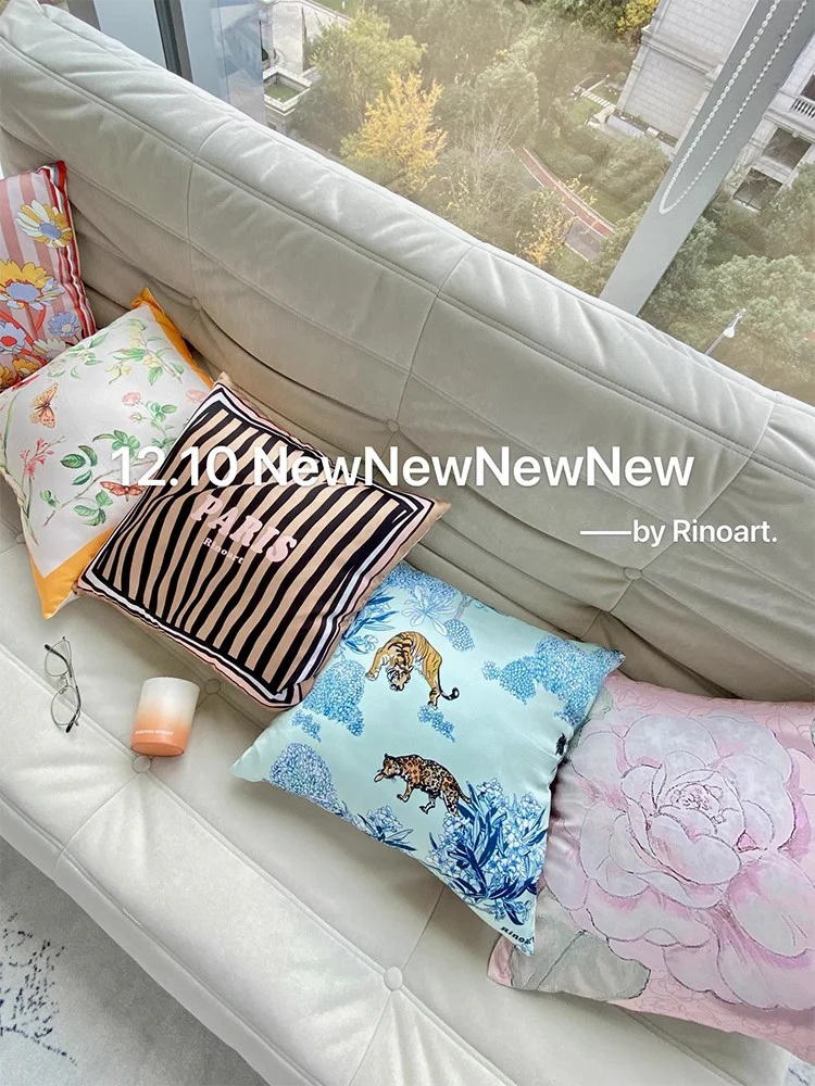 BD031 - Hand-Painted Vintage Coco Camellia Silk Feel Sofa Pillow
