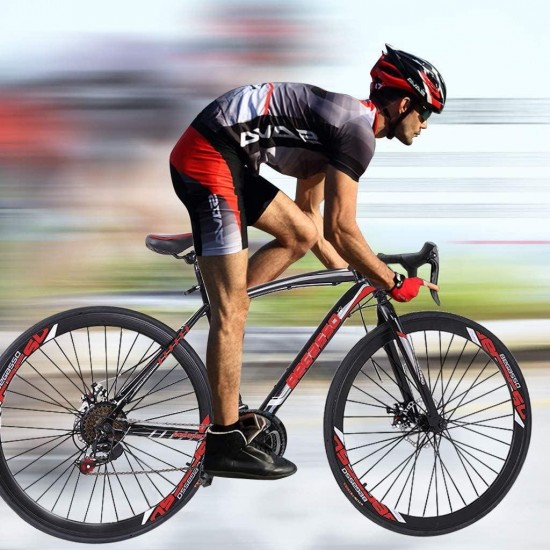 26″ Road Bike, Outdoors Cycling Road Bikes for Men Women Bicycles, 700C Wheels 21 Speed Disc Brake Aluminum Full Suspension Bicycle Cycling