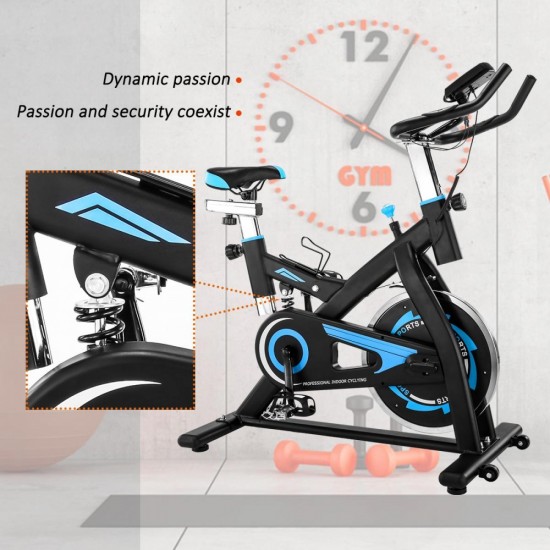 Indoor Exercise Bike, Silent Belt Drive Indoor Cycling Bike with LED Monitor & Seat, 300 Lbs Weight Capacity, Adjustable Foot Fitness Equipment, Exercise Equipment for Gym Workout, W8544