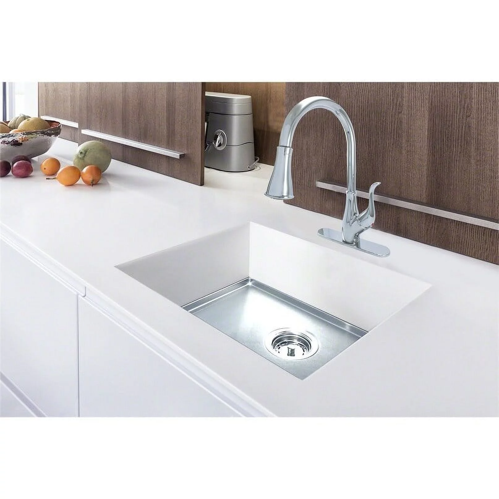 WMF-8101D-CP - Hybrid Metal Deck Single Handle Kitchen Sink Faucet Ceramic Cartridge with Pull Down Sprayer Chrome Finish