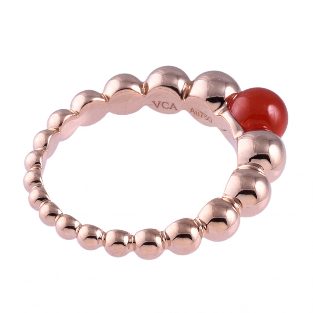 Van Cleef & Arpels Perlekruul Variations Ring 18K Rose Gold Carnelian