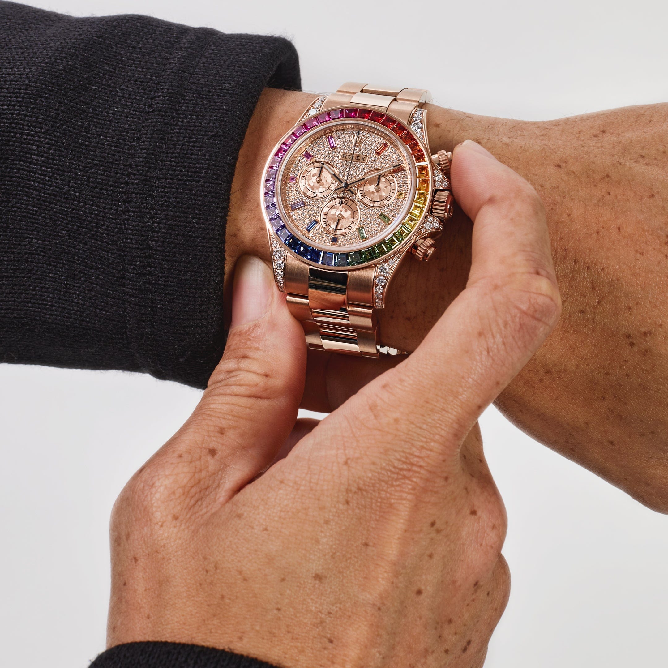 Rolex Daytona 116595RBOW 'Rainbow' Rose Gold Pave Diamond Dial Sapphire Bezel