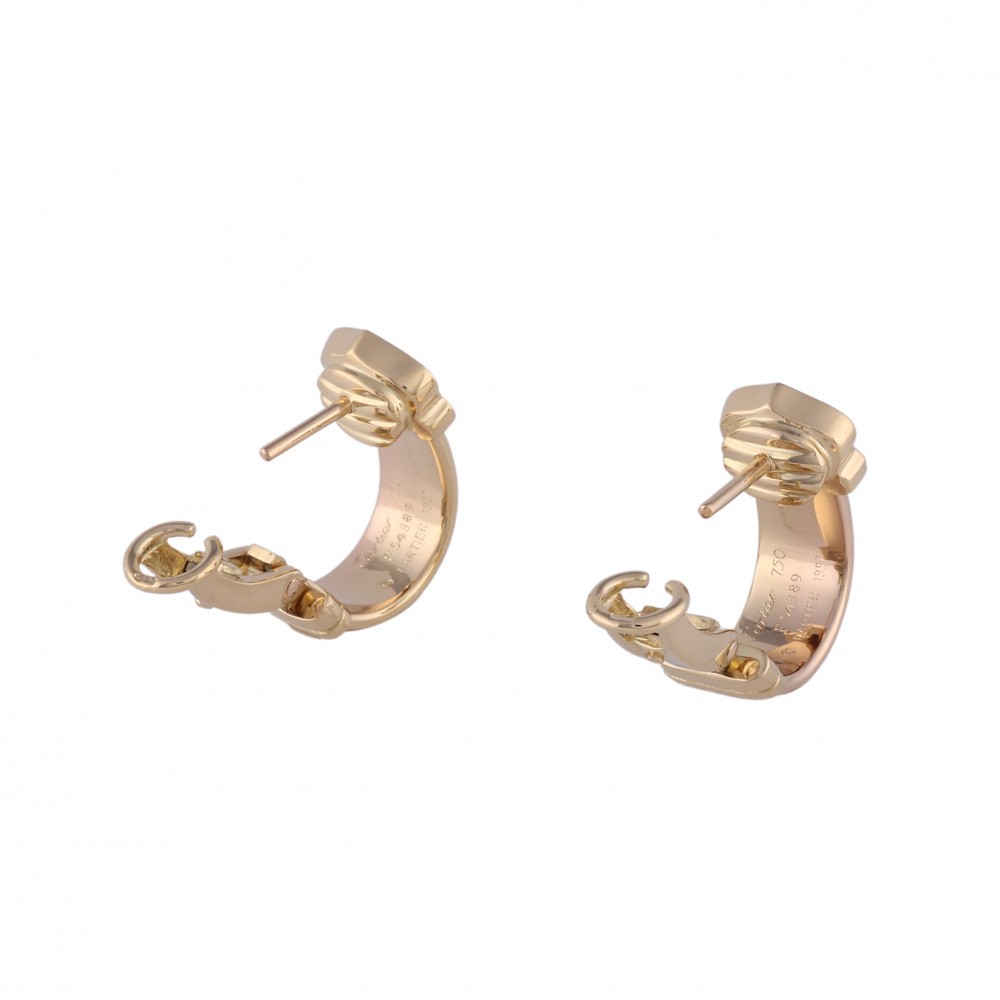 Cartier 2C Earrings Tri-Gold