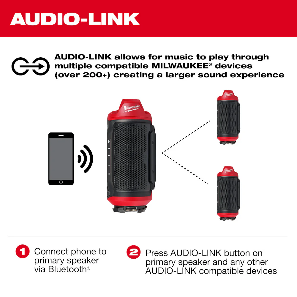 Milwaukee 2955-20 M12 12V PACKOUT Cordless Bluetooth Jobsite Speaker - Bare Tool