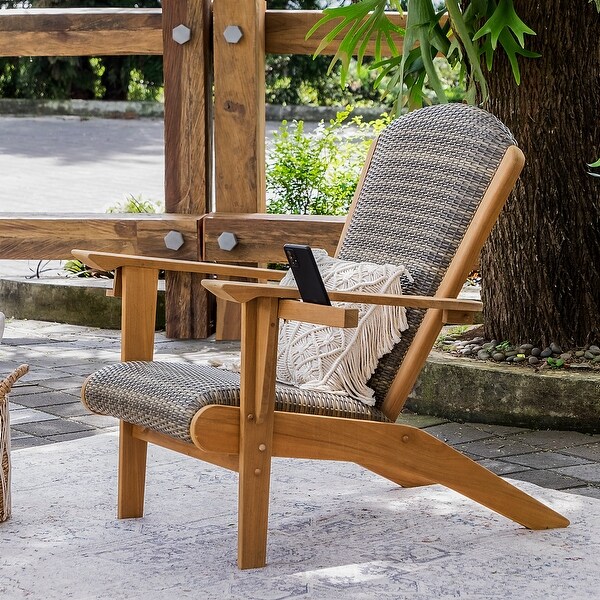 Cambridge Casual Auburn Upholstered Teak Adirondack Chair with Ottoman