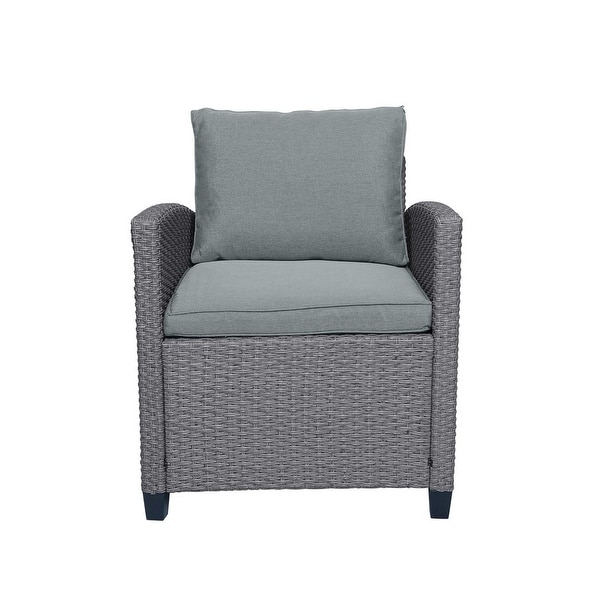 6 Pcs Patio Sofa Chair Set with Table and Cushions,Grey