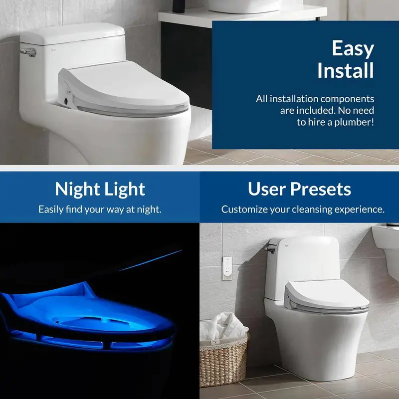 USPA 6800 Luxury Electric Bidet Seat – Elongated Toilet Fit, White