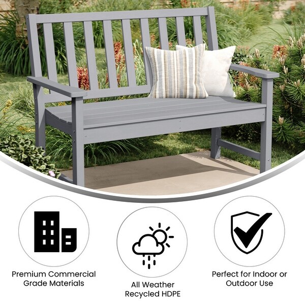 All Weather Heavy Duty Commercial Recycled HDPE Bench with Curved Seat