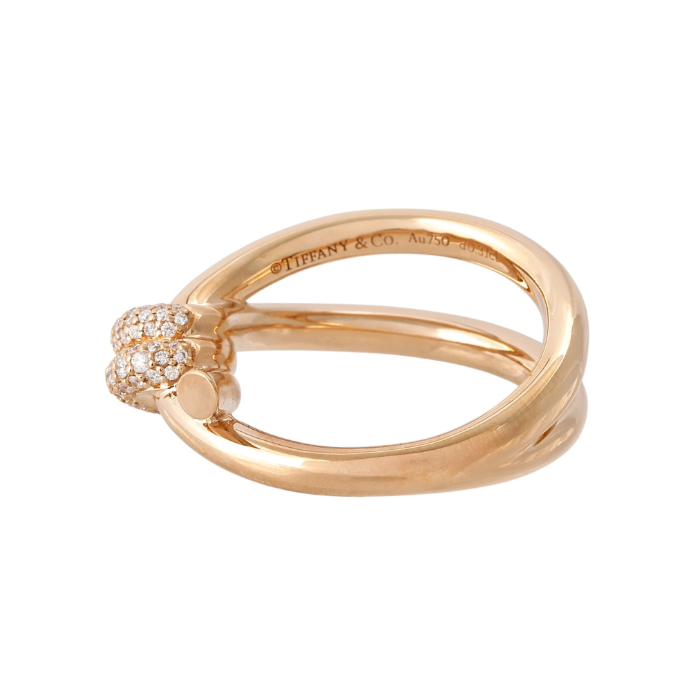 Tiffany & Co. Knot Double Row Ring 18K Rose Gold Diamond 69526284