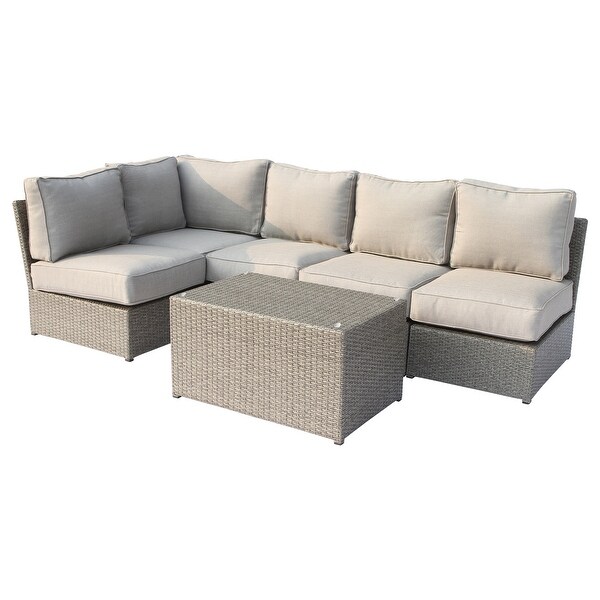 Chelsea Outdoor Grey Wicker 6piece Sectional Sofa Set by Living Source International