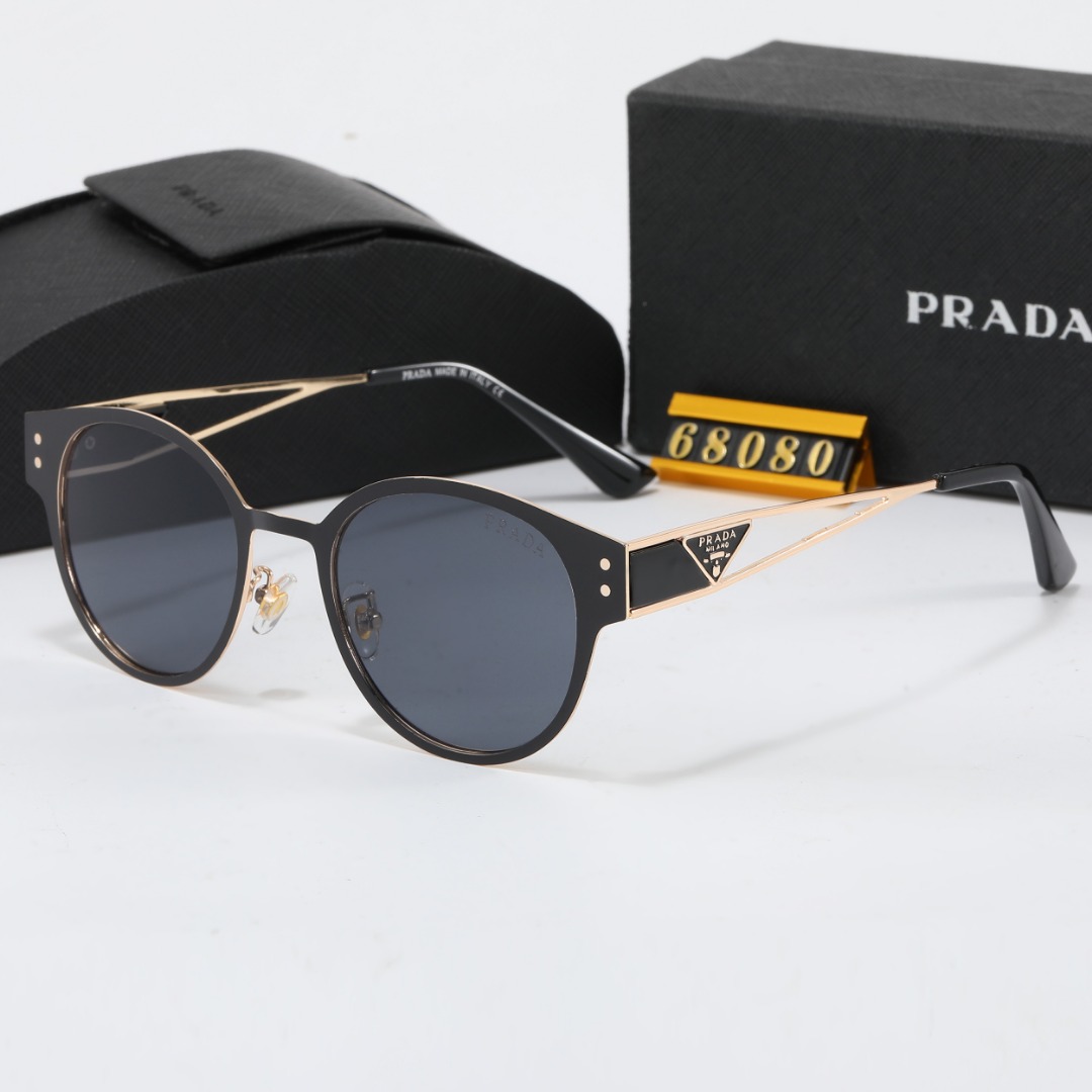 Prada plain glasses sunglasses triangle logo sunglasses - cnluxepick