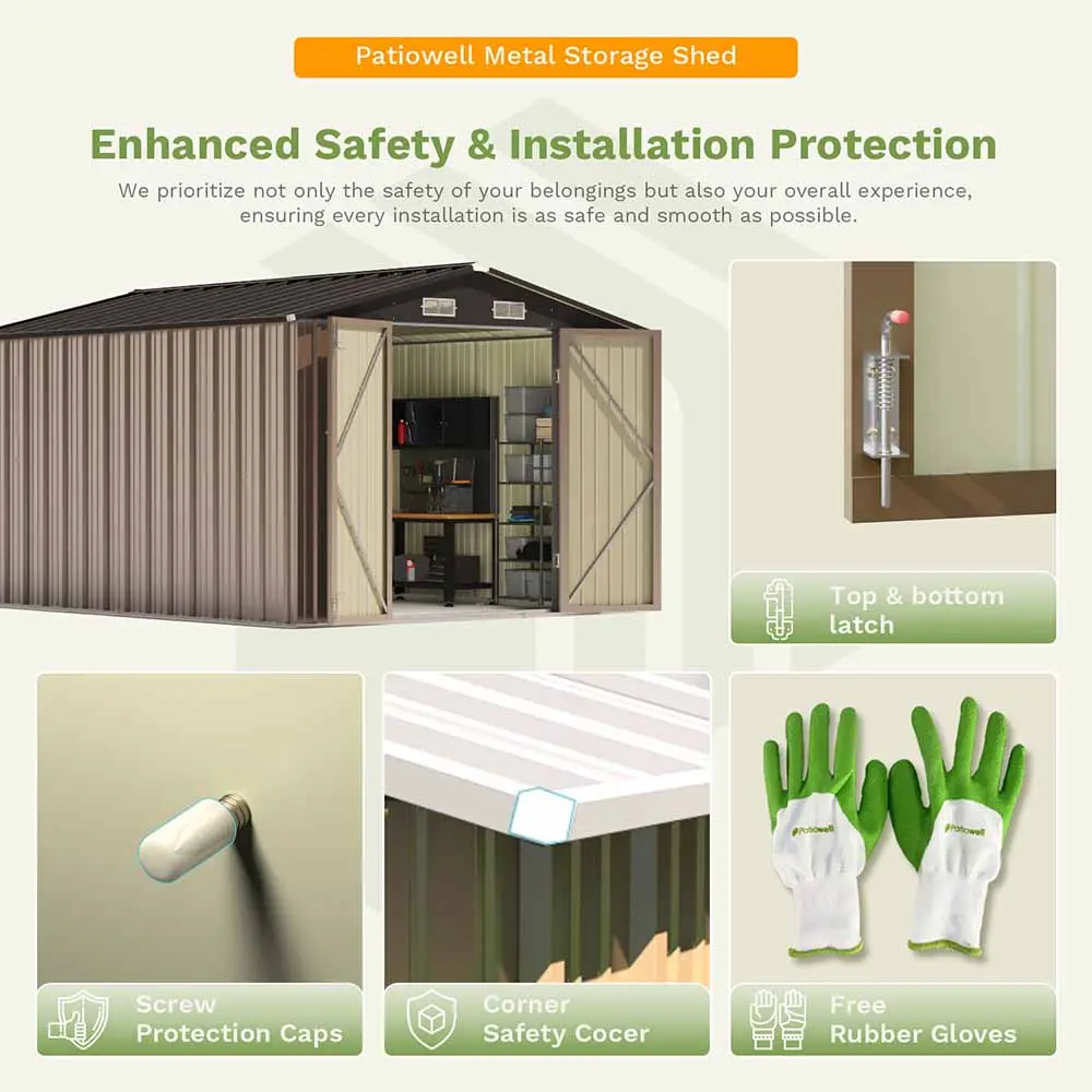 Patiowell 10x12 Metal Shed Pro With an Optional Floor Base