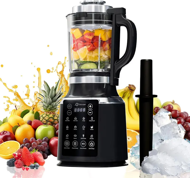 Professional Stainless Steel Glass Blender – 1500W Motor, 9-Speed Control, 14 Presets, BPA-Free Jar for Nut Milks and Soups