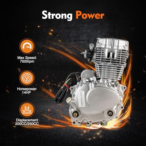 250CC/200CC 4 Stroke Engine Motor for ATV Dirt Bike Go Kart, 5-Speed Manual Transmission Engine Motor - Single Cylinder, 7500rpm (250CC/200CC 4 Stroke)