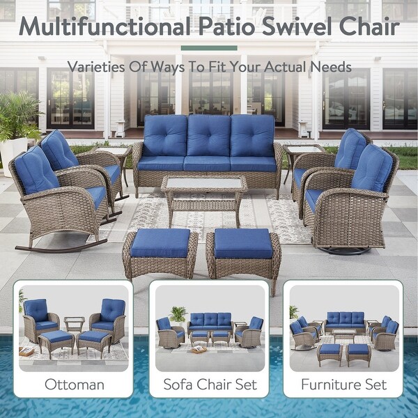 Pocassy Patio Swivel Rocker Chairs with Side Table