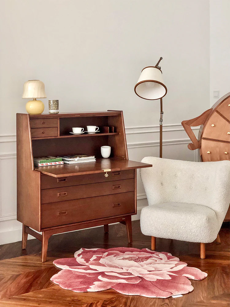 GA010 - Churchill Series Imported Multi-purpose Desk British Vintage White Waxwood Bookcase Storage Cabinet