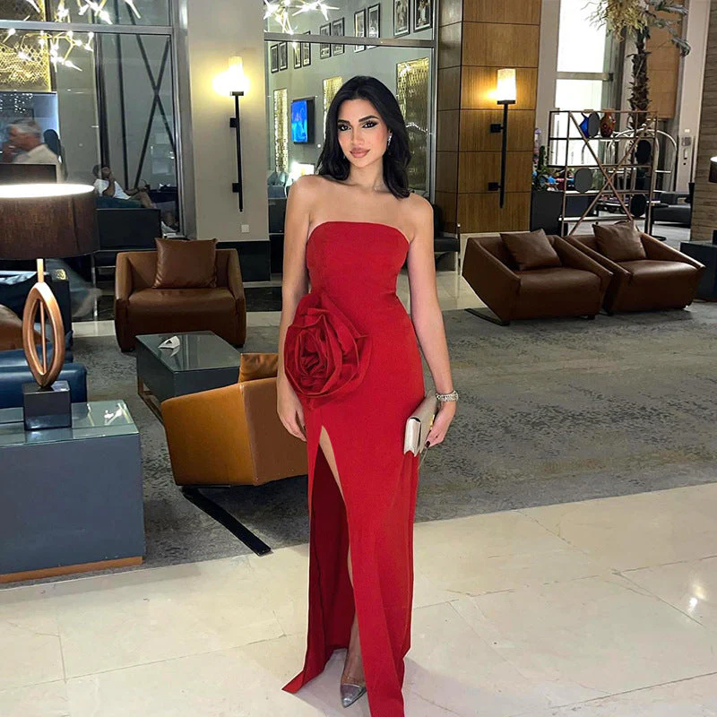 Strapless Maxi Dress with High SlitClistos