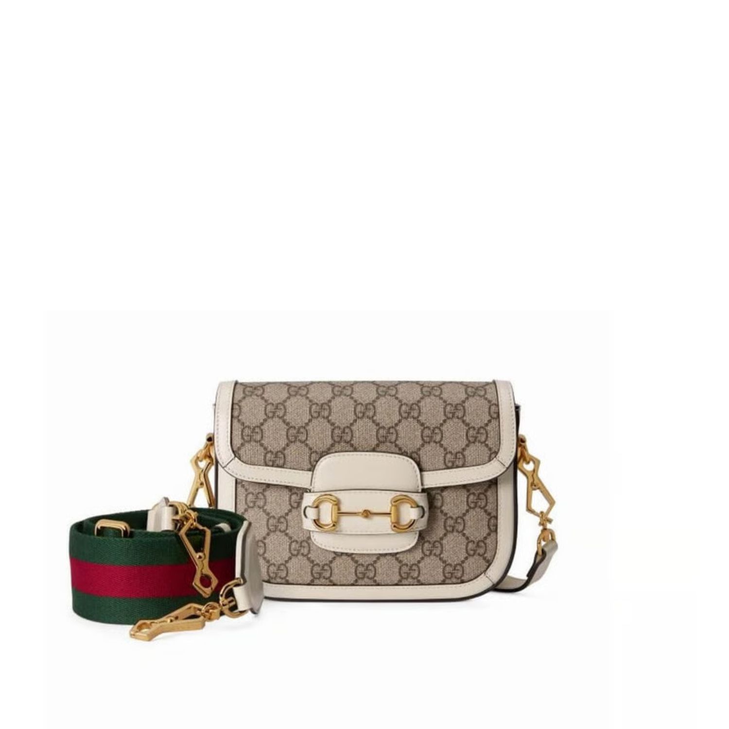 Gucci Horsebit 1955 Mini Bag in GG Supreme White 20.5cm