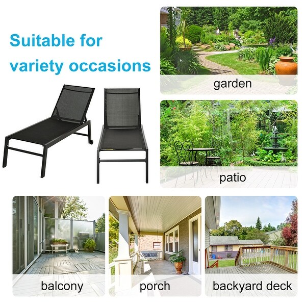 Outsunny Patio Garden Sun Chaise Lounge Chair with 5Position Backrest,2 Back Wheels,and Industrial Design